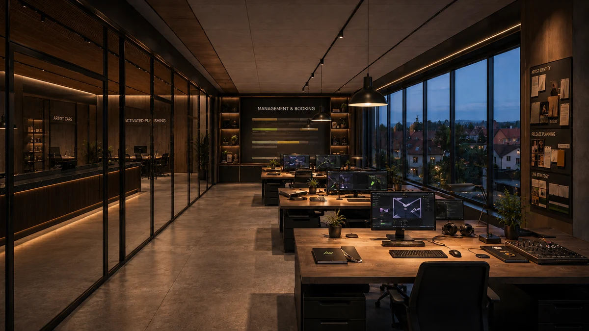 Architectural concept: management and booking workspaces inside ACTIVATED Agency